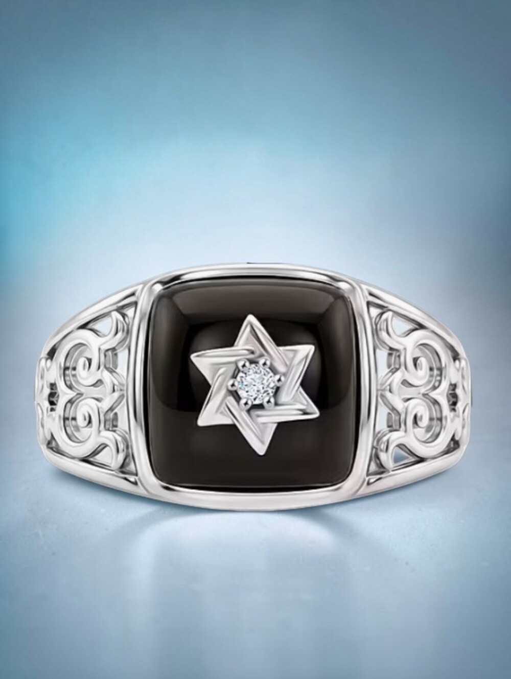 D'Joy Artisan Crafted Premium Elite Shungite and White Zircon Ring Size 6